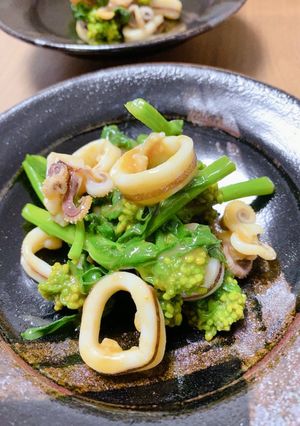 ヤリイカと菜の花の酢味噌和え-レシピのメイン写真