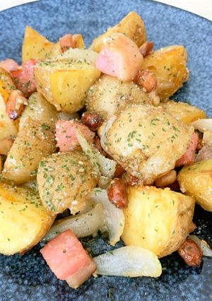 新じゃが新玉ねぎとみそピーベーコン炒め-レシピのメイン写真