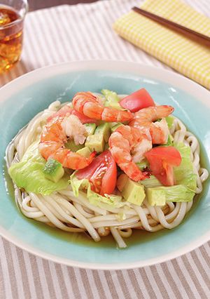 海老アボカドサラダ冷やしうどん-レシピのメイン写真