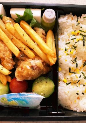 唐揚げ青葉はぺんレモン汁添　高校男子弁当-レシピのメイン写真