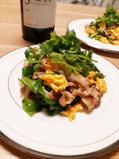簡単♪豚肉とパクチーの卵炒め-レシピのメイン写真