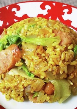 ◆簡単♡レタスとウインナーのカレー炒飯◆-レシピのメイン写真