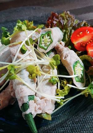 レンジで簡単!サラダ風オクラの豚巻き-レシピのメイン写真