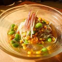 รูปของ 【簡単5分】バター醤油コーンと枝豆の素麺