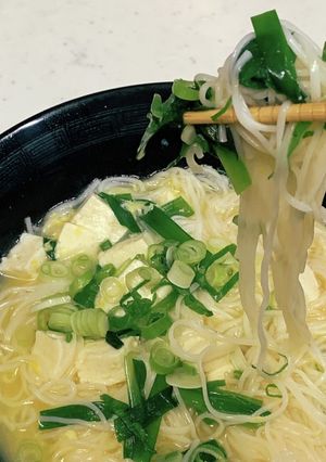 疲労回復・ふんわり卵でニラ玉煮麺-レシピのメイン写真