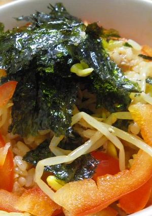 鯵の干物と豆もやしの韓国風混ぜご飯-レシピのメイン写真