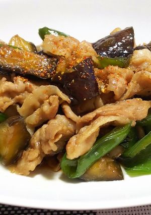 なすとピーマンと豚バラ肉の照り炒め-レシピのメイン写真