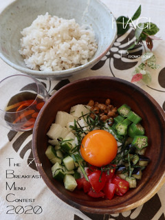 夏野菜たっぷりねばねばもち麦丼-レシピのメイン写真