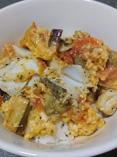たらとトマトとなすの丼-レシピのメイン写真