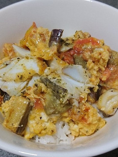 たらとトマトとなすの丼-レシピのメイン写真