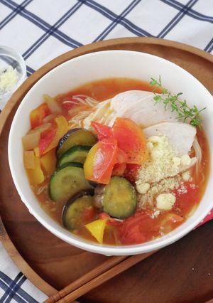 夏野菜のラタトゥイユそうめん-レシピのメイン写真