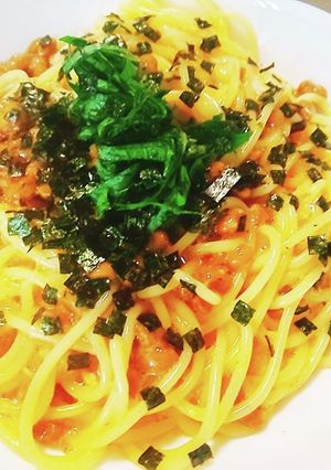 簡単！釜玉納豆パスタ-レシピのメイン写真