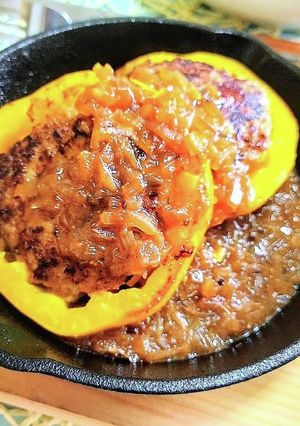 パプリカハンバーグ　和風玉ねぎソース-レシピのメイン写真