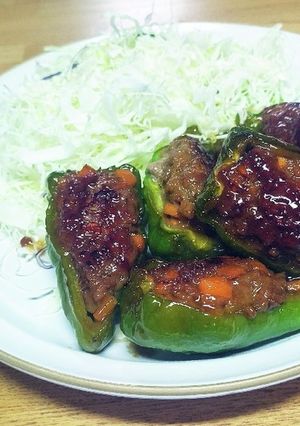 簡単メイン♪ピーマンの肉詰め照り焼き味-レシピのメイン写真