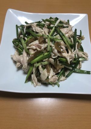 鶏胸肉(ゆでどり)とねぎとザーサイ和え-レシピのメイン写真