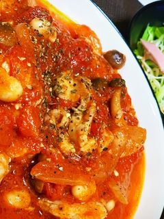 鶏肉とキノコのトマト煮込み〜大豆入り〜-レシピのメイン写真