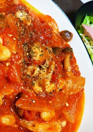 鶏肉とキノコのトマト煮込み〜大豆入り〜-レシピのメイン写真