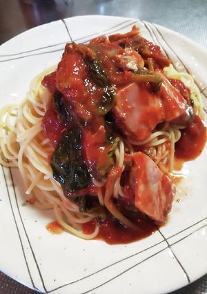 ベーコンとほうれん草のトマト冷製パスタ-レシピのメイン写真