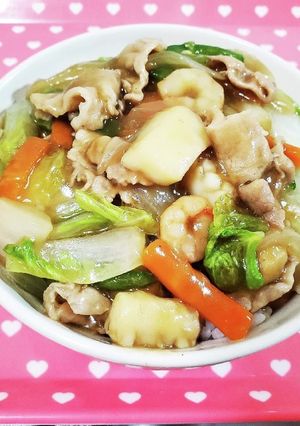 シーフードミックス＊たっぷり野菜の中華丼-レシピのメイン写真