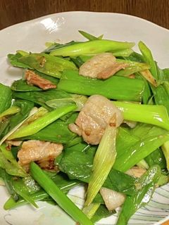 九条ネギと豚バラ肉のニンニク炒め-レシピのメイン写真