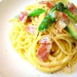 アスパラとベーコンのクリームパスタ