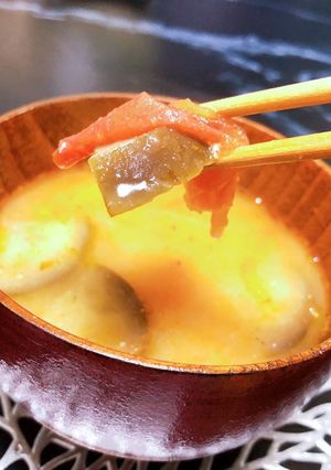 トマトと茄子の生姜味噌汁♡-レシピのメイン写真
