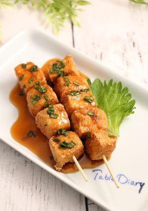 簡単！厚揚げ串　胡麻餡かけ-レシピのメイン写真