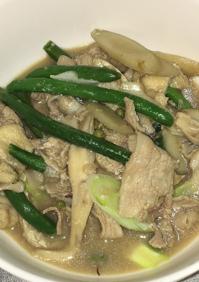 豚肉と牛蒡と舞茸の山椒味噌煮-レシピのメイン写真