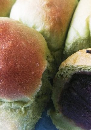 抹茶あん&こしあん・抹茶ちぎりパン-レシピのメイン写真