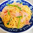 アスパラベーコンのクリーム塩レモンパスタ