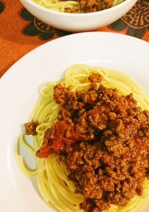 勘助辛味噌のミートソースパスタ-レシピのメイン写真