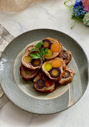 切り口がかわいいカラフル人参の肉巻き-レシピのメイン写真