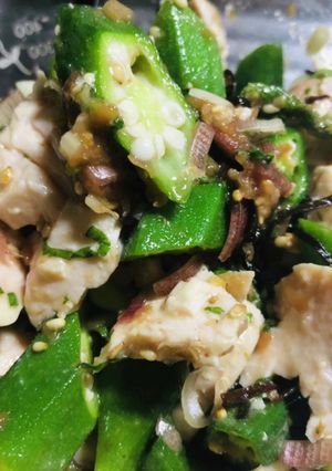 夏野菜と鶏胸肉の梅肉和え-レシピのメイン写真