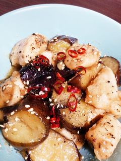 *鶏ささみと茄子の甘辛炒め*-レシピのメイン写真