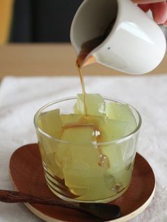 緑茶寒天みりん黒蜜がけ-レシピのメイン写真