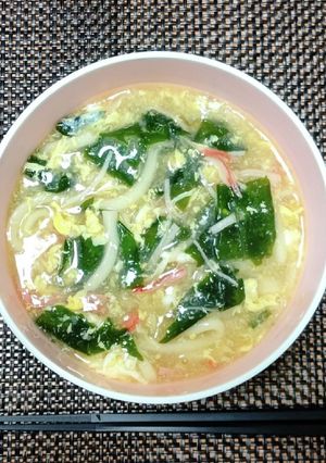 【龍愛】わかめ入り☆かに玉あんかけうどん-レシピのメイン写真
