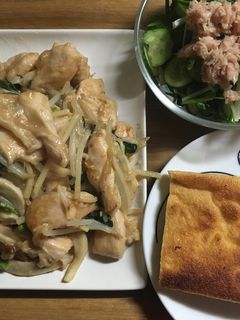とり胸肉の中華炒め+サラダ-レシピのメイン写真