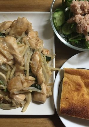 とり胸肉の中華炒め+サラダ-レシピのメイン写真