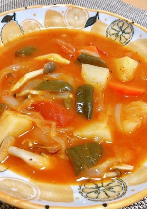 【夏野菜】無水鍋で簡単にトマトスープ-レシピのメイン写真