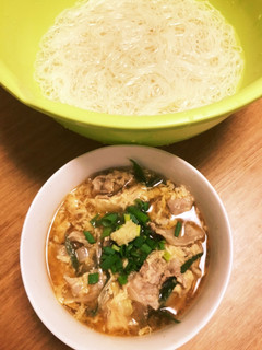 かき玉と豚バラねぎの素麺-レシピのメイン写真