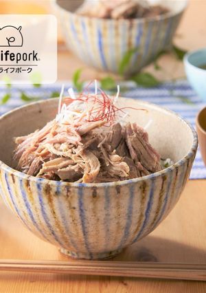 アレンジ♪プルドポークと白髪ねぎピリ辛丼-レシピのメイン写真