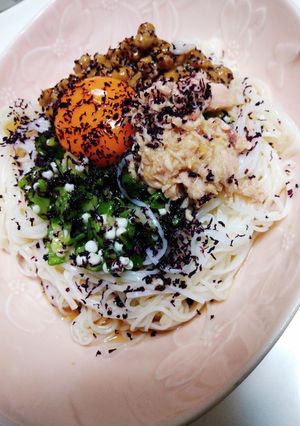 夏バテ防止②ネバネバ夏ぶっかけ素麺-レシピのメイン写真