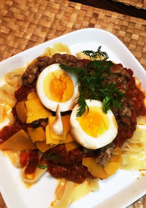 ハシヤ風納豆ミートソースパスタ-レシピのメイン写真