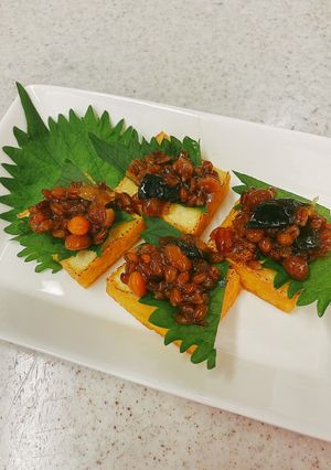 かりかり厚揚げ①金山寺味噌のせ-レシピのメイン写真