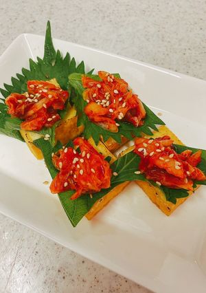 かりかり厚揚げ②キムチのせ-レシピのメイン写真