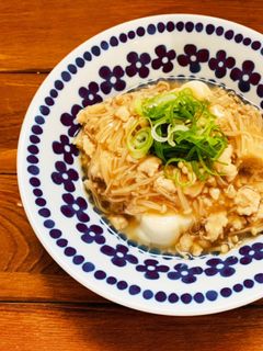 鶏そぼろとエノキの餡掛け豆腐-レシピのメイン写真