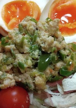 青唐辛子とピーマンの肉みそ丼-レシピのメイン写真