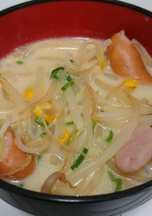 簡単！ウインナーともやしの豆乳味噌スープ-レシピのメイン写真