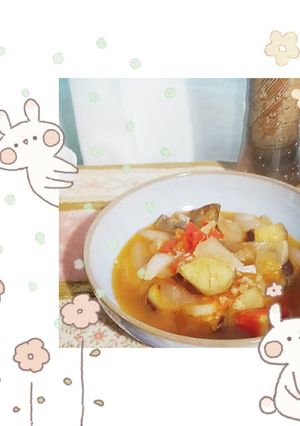 マクロビ☆揚げなすのトマトスープ-レシピのメイン写真