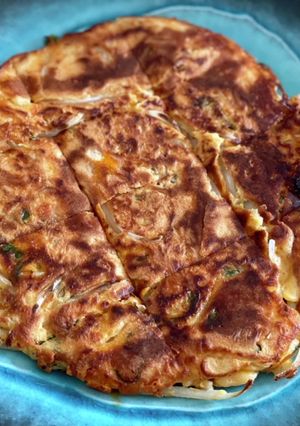 お好み焼き粉で！もやしキムチーズチヂミ-レシピのメイン写真